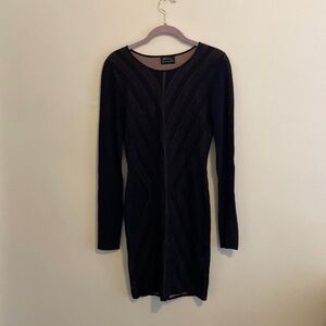 Torn by Ronny Kobo black geometric woven dress